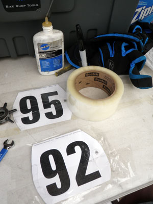 Numbers 95 and 92 on workbench