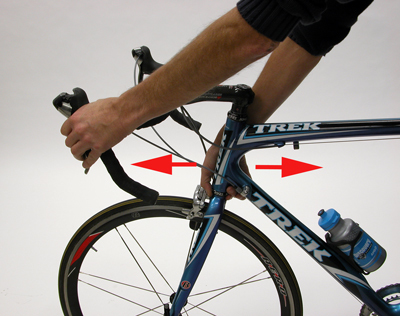 Lock the front brake and feel for movement at the fork/cup interface