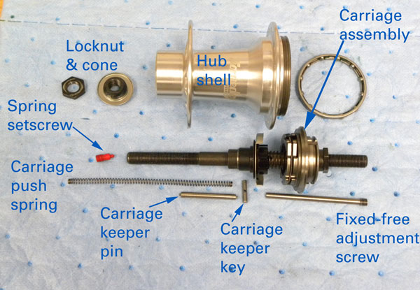 Figure 1. The parts of the SRAM Torpedo Fixie Freewheel hub