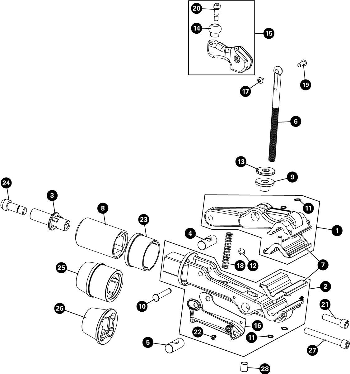 Parts diagram for 100-25D Professional Micro-Adjust Clamp, click to enlarge
