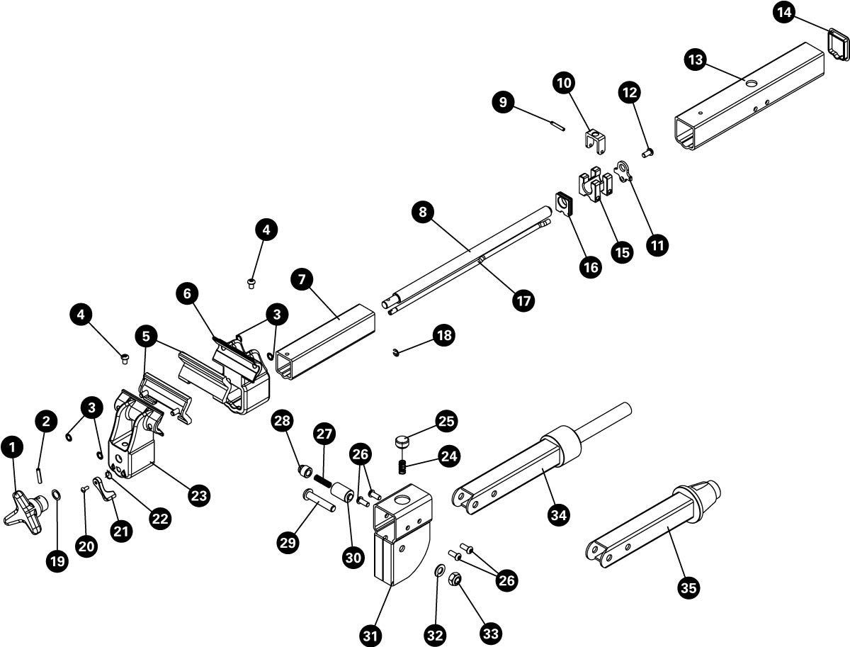 Parts diagram for 100-6X Extreme Range Clamp, enlarged