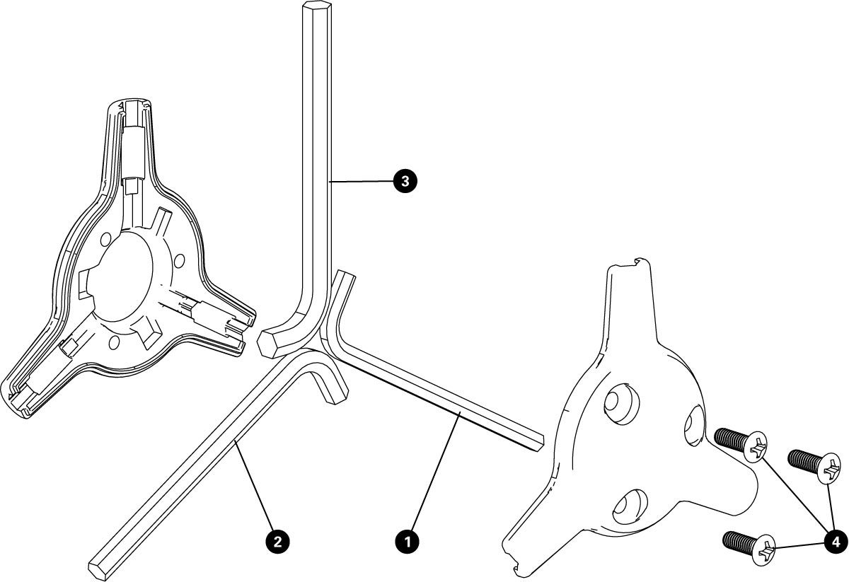 Parts diagram for AWS-15 Aluminum Body 3-Way Hex Wrench, enlarged