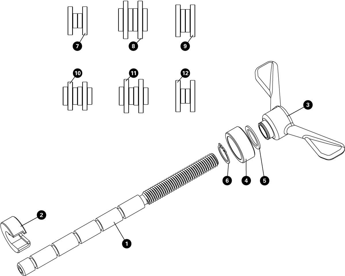 Parts diagram for BBP-1 Bottom Bracket Bearing Press Set, click to enlarge
