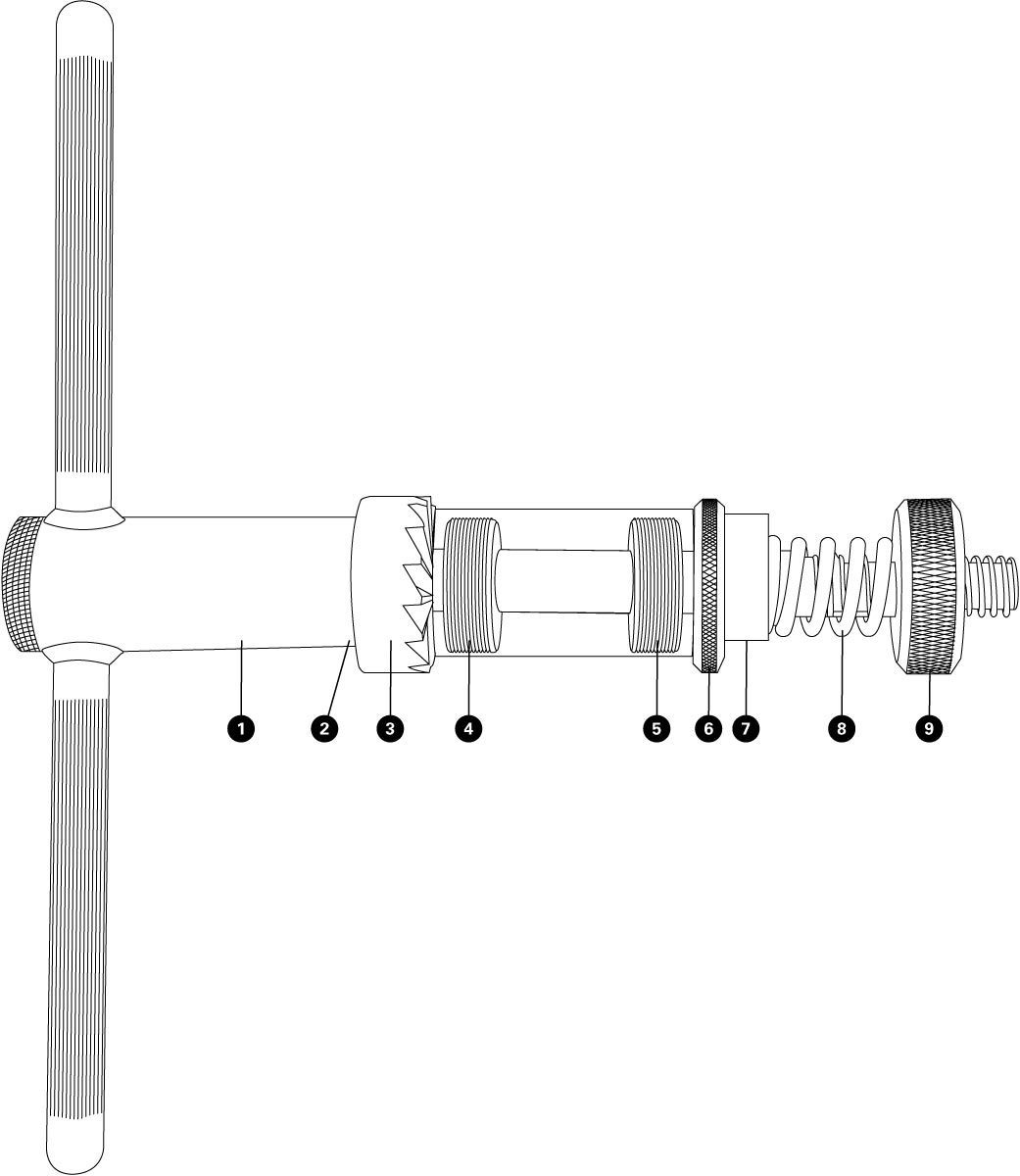 Parts diagram for BFS-1 Bottom Bracket Facing Set, click to enlarge