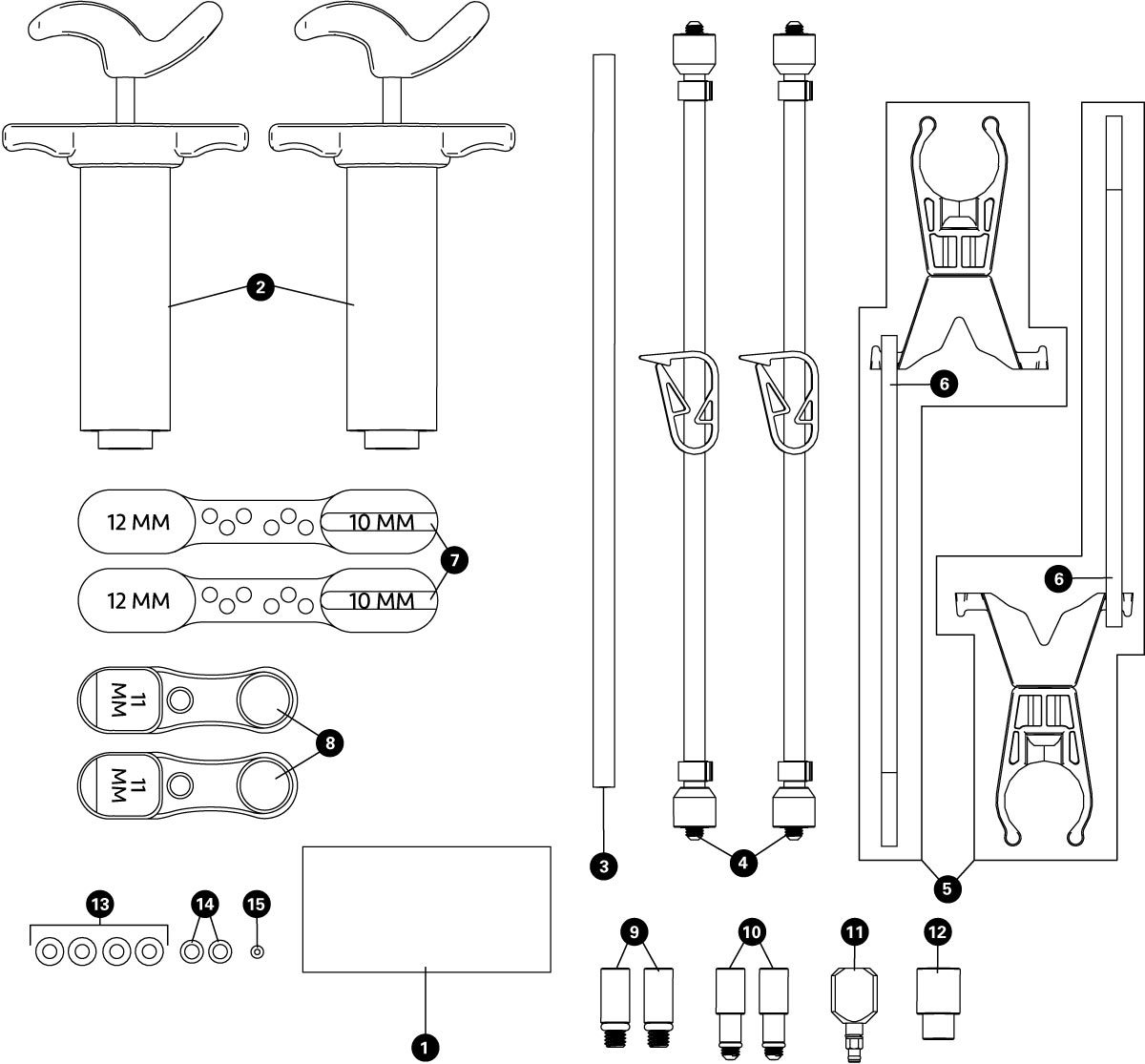 Parts diagram for BKD-1.2 Hydraulic Brake Bleed Kit  — DOT, click to enlarge
