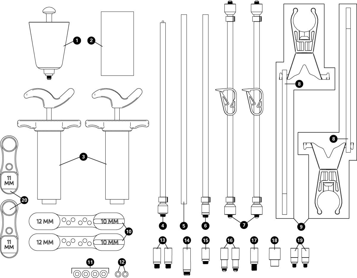 Parts diagram for BKM-1.2 Hydraulic Brake Bleed Kit — Mineral, enlarged