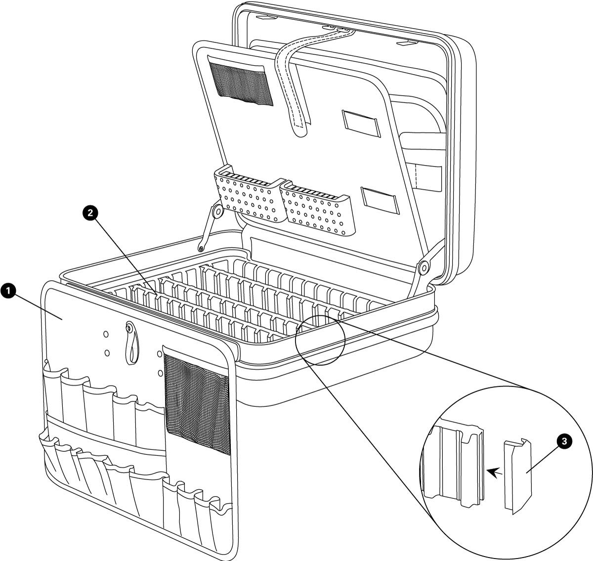 Parts diagram for BX-1 Blue Box Tool Case, click to enlarge