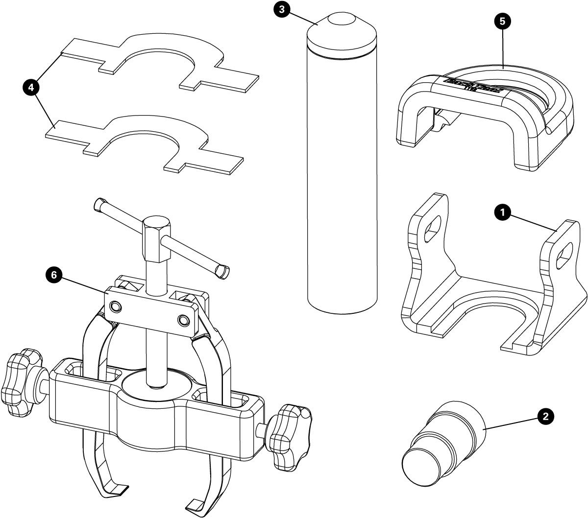 Parts diagram for CBP-5 Campagnolo® Power Torque™ Crank and Bearing Adapter Set, enlarged