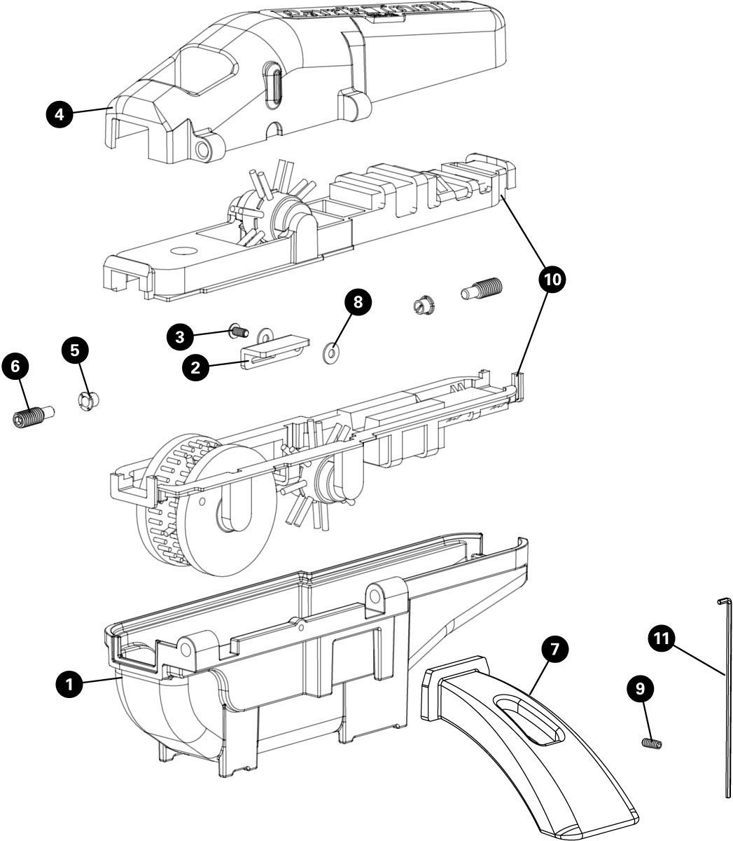 Parts diagram for CM-25 Professional Chain Scrubber, click to enlarge
