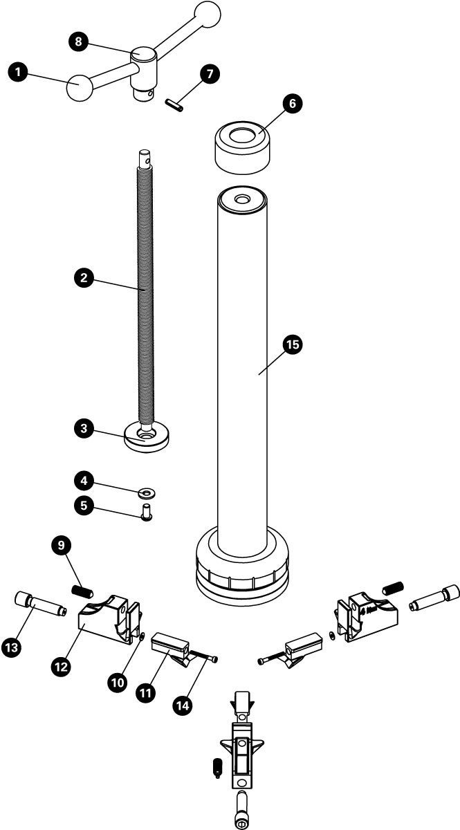 Parts diagram for CRP-2 Adjustable Crown Race Puller, click to enlarge