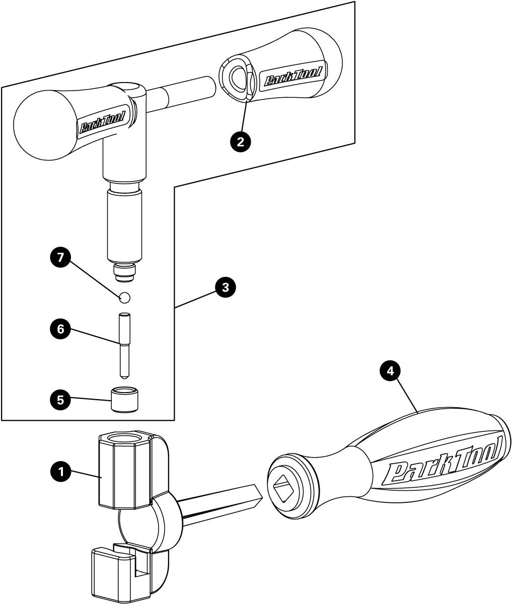 Parts diagram for CT-11 Rivet Peening Tool for Campagnolo® 11-Speed Chain, click to enlarge