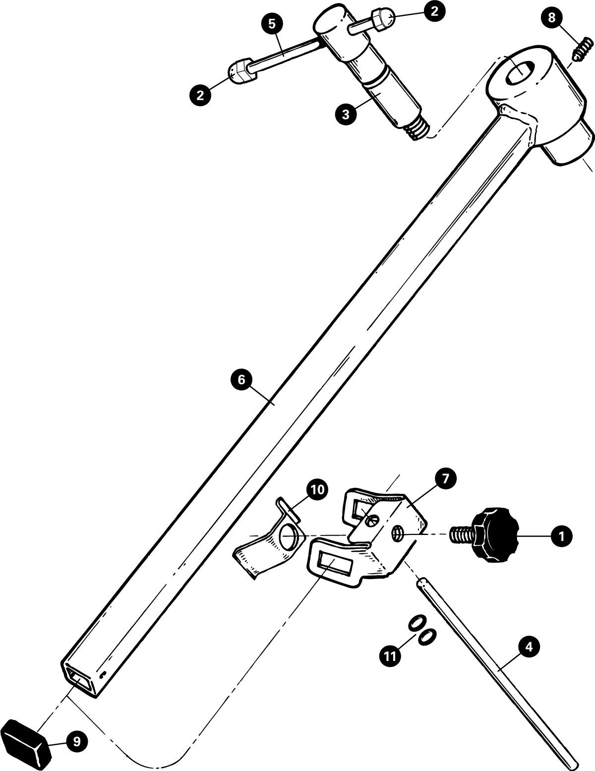Parts diagram for DAG-1 Derailleur Hanger Alignment Gauge, click to enlarge