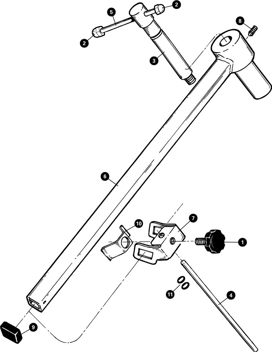Parts diagram for DAG-2 Derailleur Hanger Alignment Gauge, click to enlarge