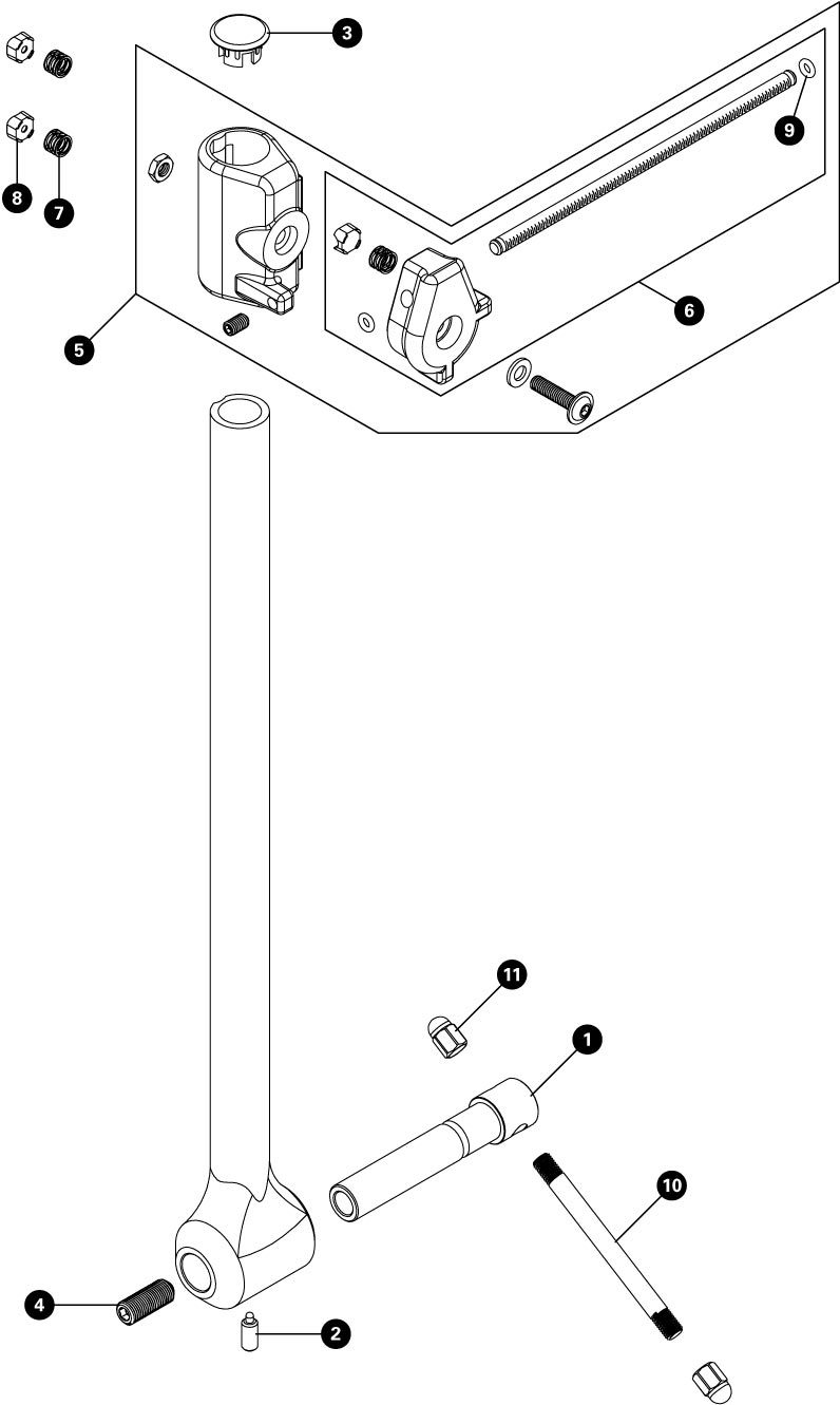 Parts diagram for DAG-3 Derailleur Hanger Alignment Gauge, enlarged