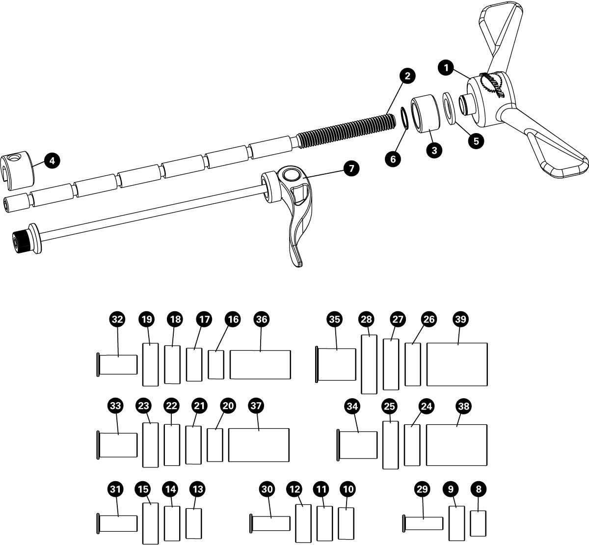 Parts diagram for HBP-1 Hub Bearing Press Set, click to enlarge