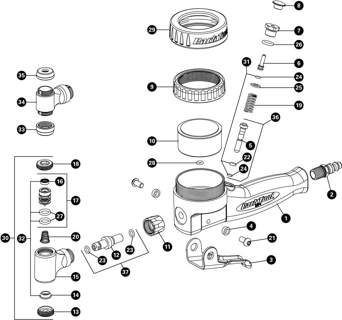 Parts diagram for INF-1 Shop Inflator, enlarged