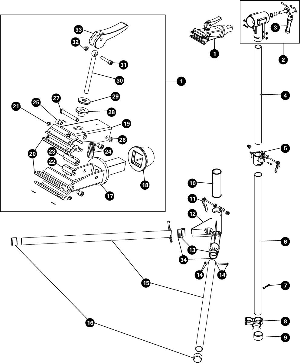Parts diagram for PCS-11 Super Lite Repair Stand, click to enlarge