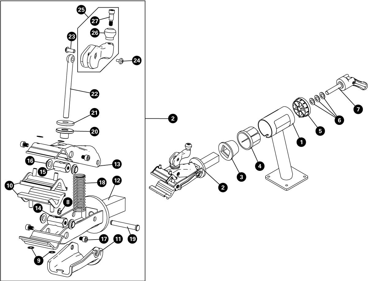 Parts diagram for PCS-12.2 Home Mechanic Bench Mount Repair Stand, enlarged