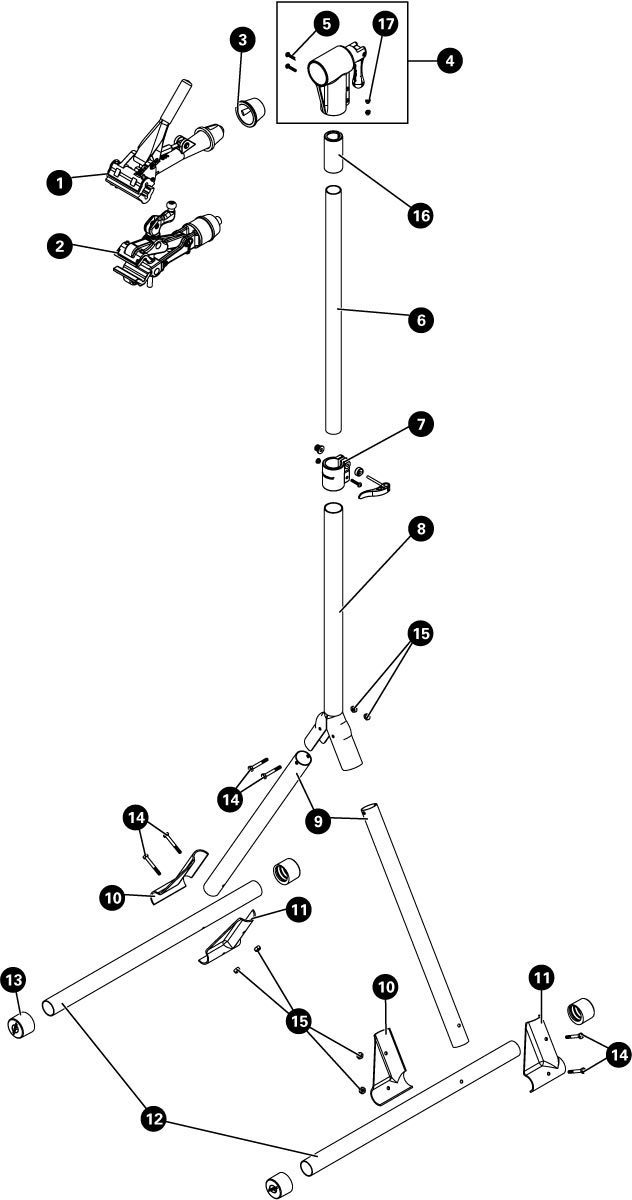 Parts diagram for PCS-4-2 Deluxe Home Mechanic Repair Stand, enlarged