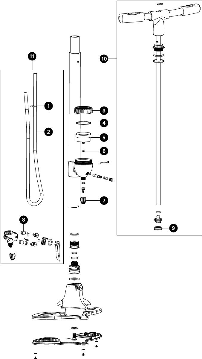 Parts diagram for PFP-2 Professional Mechanic Floor Pump, click to enlarge