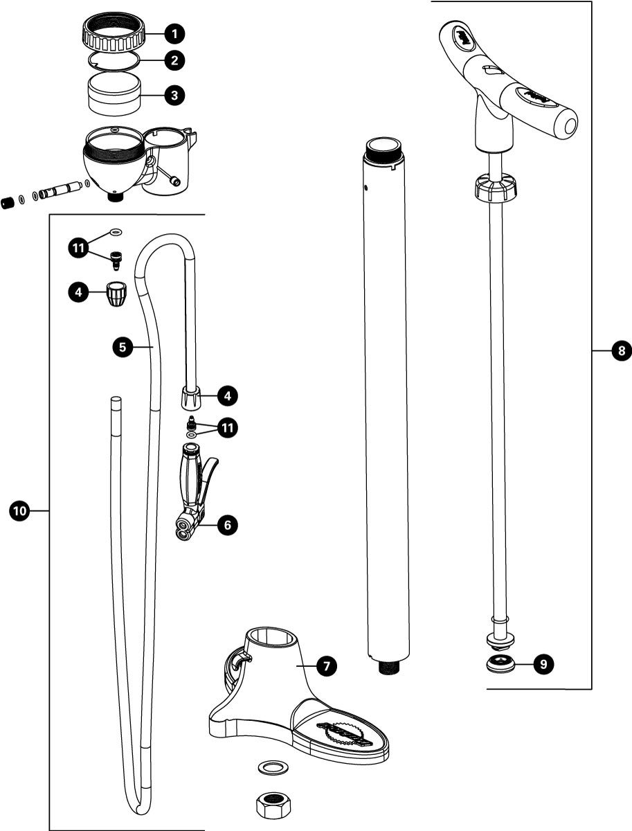 Parts diagram for PFP-4 Professional Mechanic Floor Pump, click to enlarge