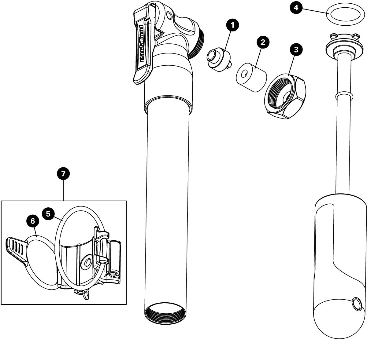 Parts diagram for PMP-4 Half-Pint Mini Pump, enlarged