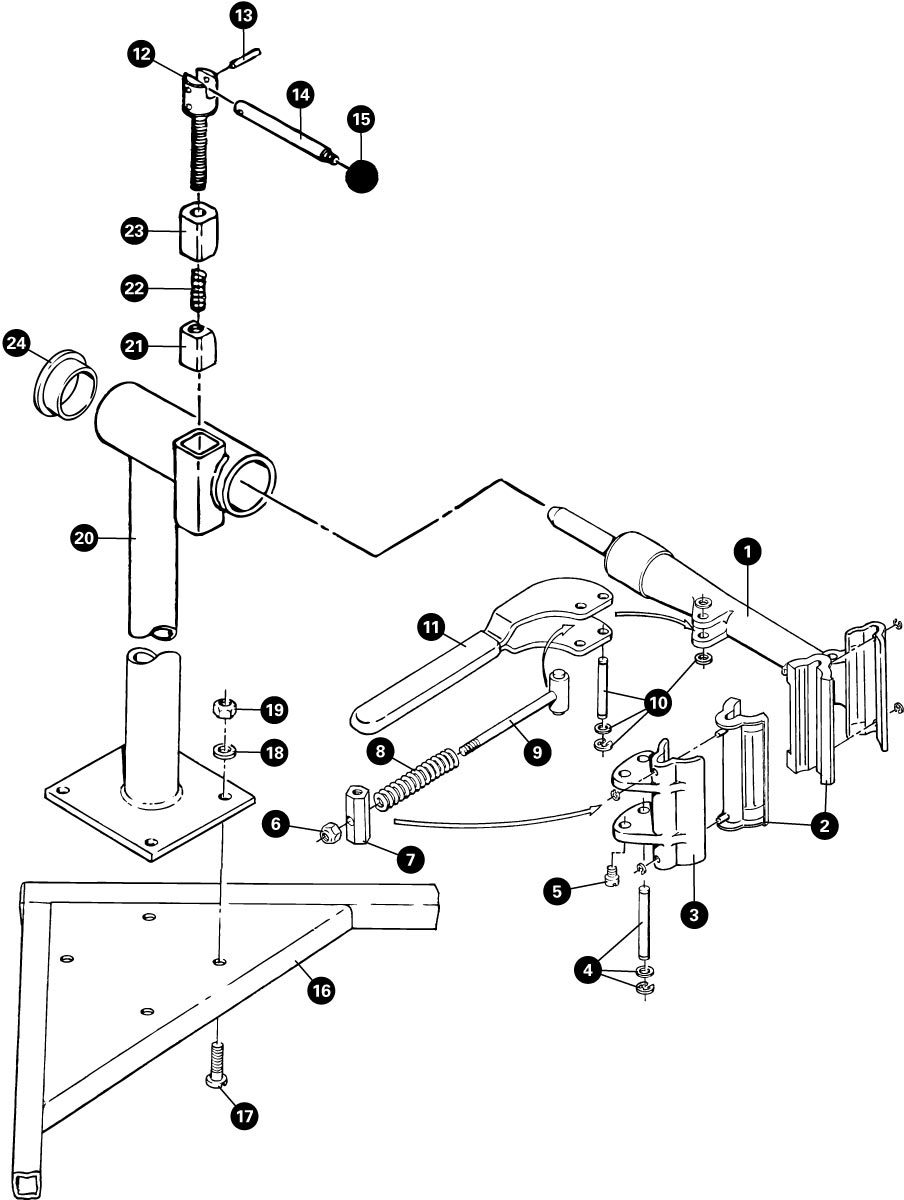 Parts diagram for PRS-12 Floor Repair Stand, enlarged
