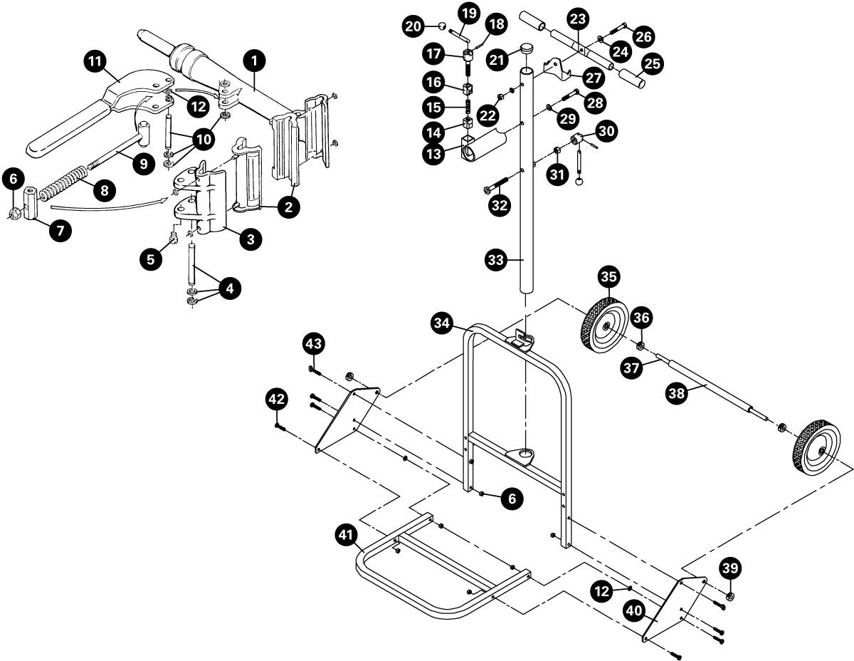 Parts diagram for PRS-13 Professional Mobile Repair Stand, enlarged
