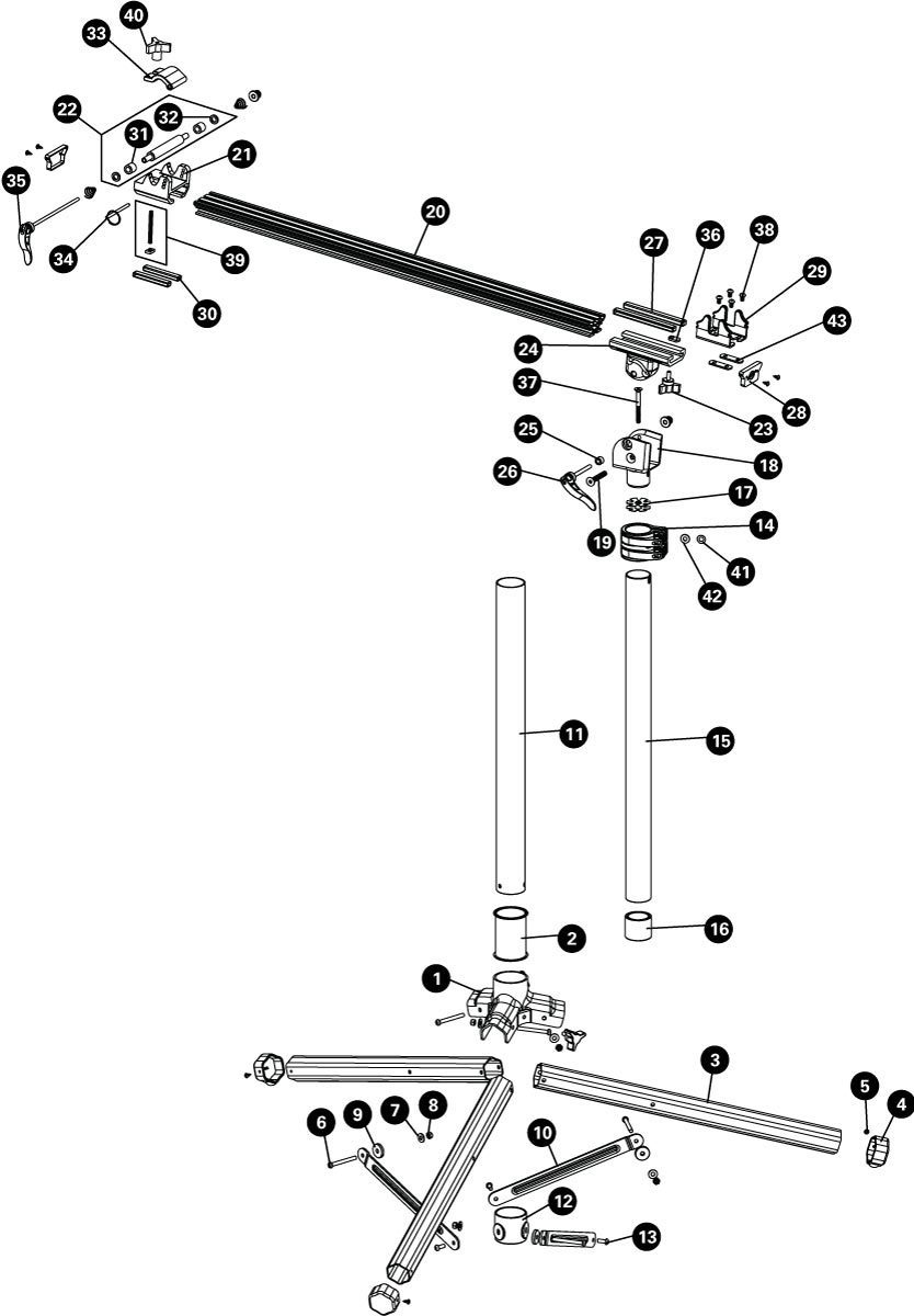 Parts diagram for PRS-22 Team Issue Repair Stand, enlarged