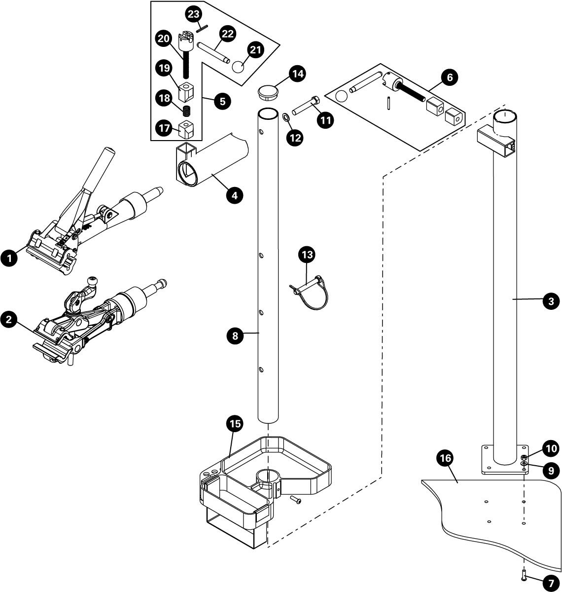 Parts diagram for PRS-3.2-2 Deluxe Single Arm Repair Stand, click to enlarge
