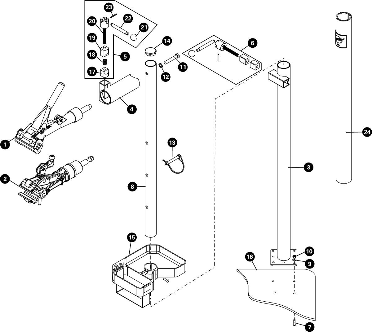 Parts diagram for PRS-3.3-1 Deluxe Single Arm Repair Stand, click to enlarge