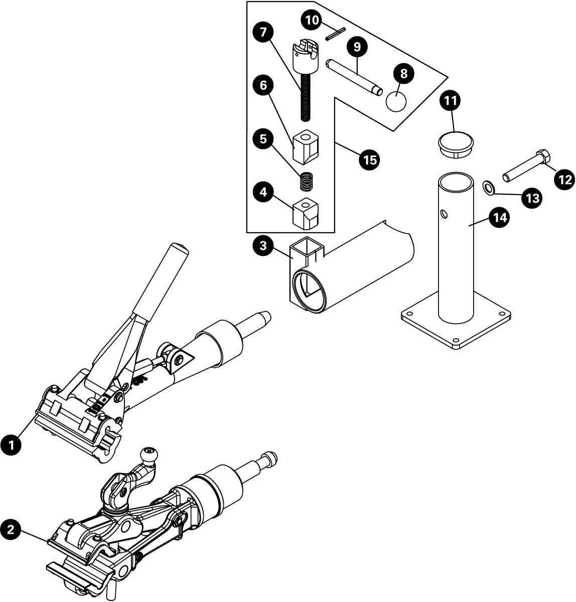 Parts diagram for PRS-4 OS-1 Deluxe Bench Mount Repair Stand, enlarged
