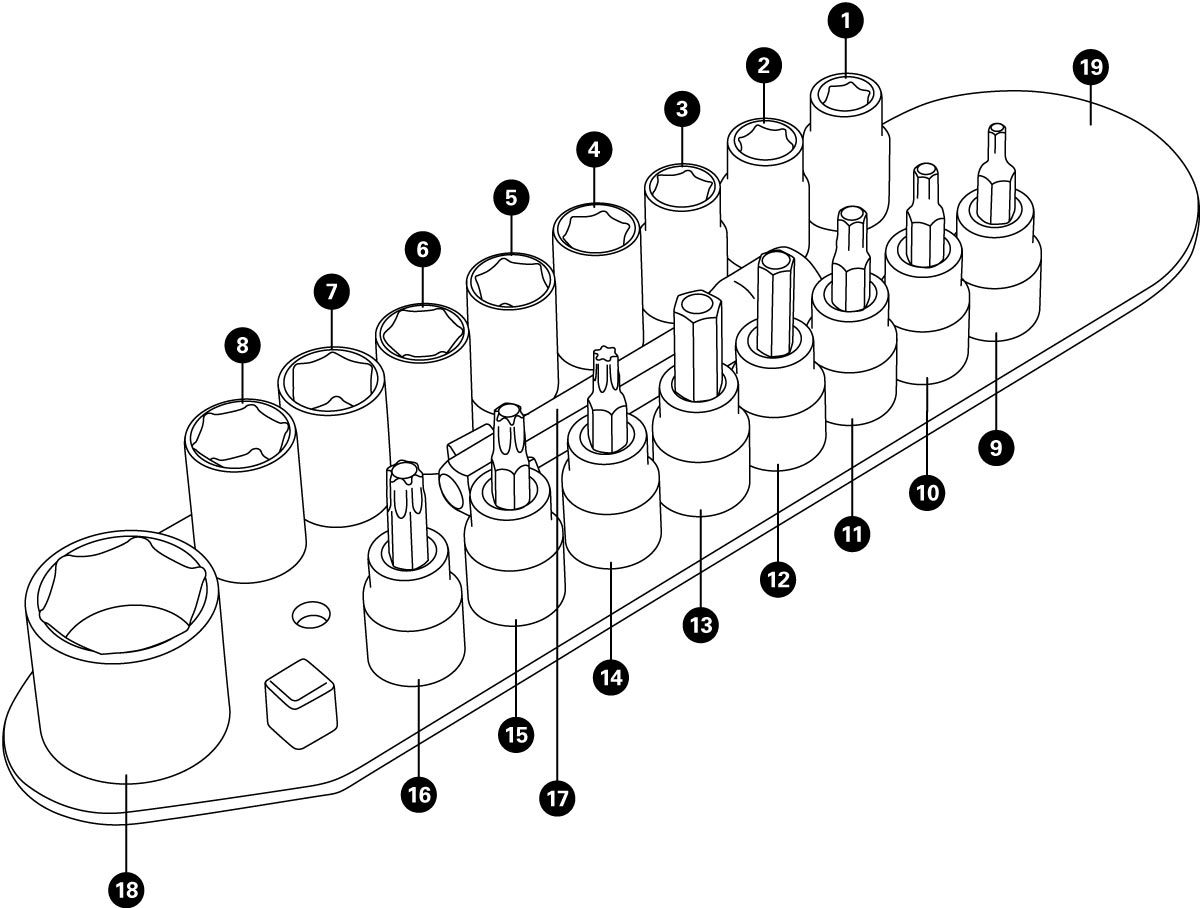 Parts diagram for SBS-1 Socket and Bit Set, click to enlarge