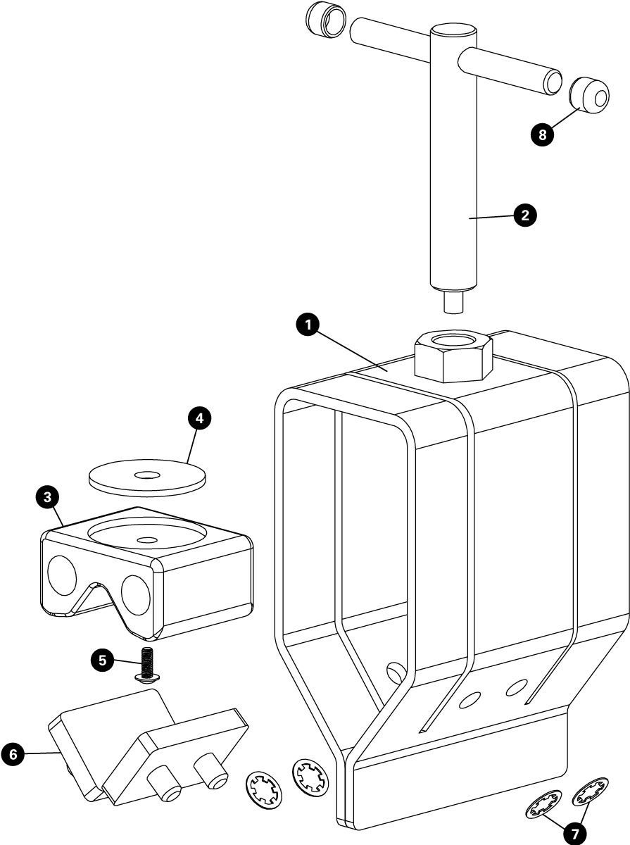 Parts diagram for SG-7 Oversized Adjustable Saw Guide, enlarged