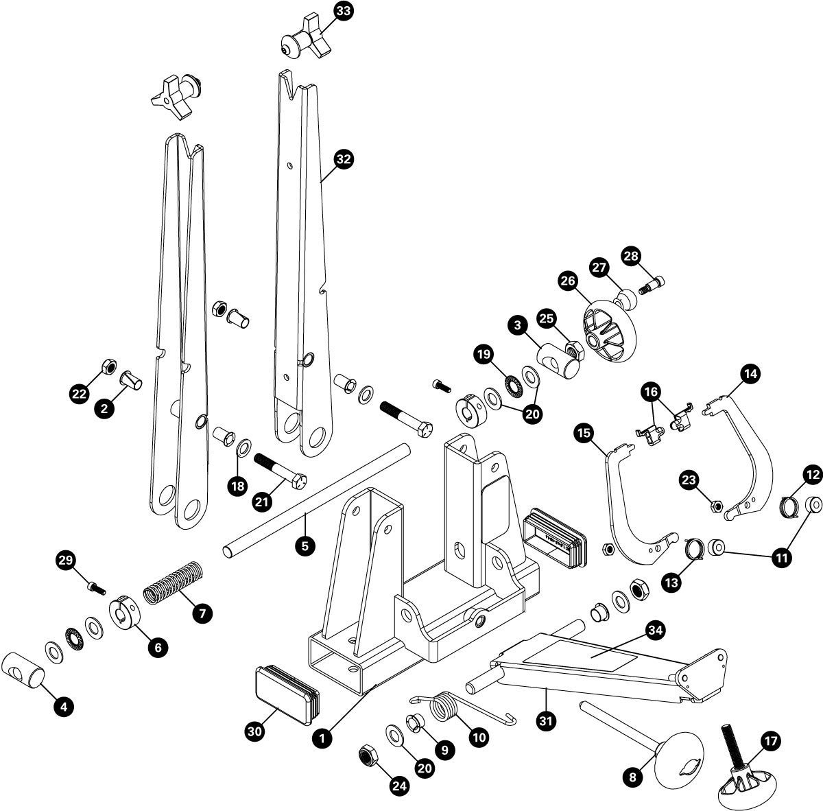 Parts diagram for TS-2.3 Professional Wheel Truing Stand, click to enlarge
