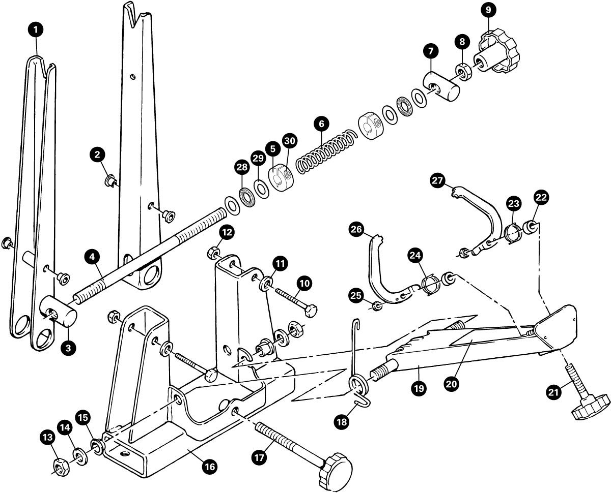Parts diagram for TS-2 Professional Wheel Truing Stand, click to enlarge