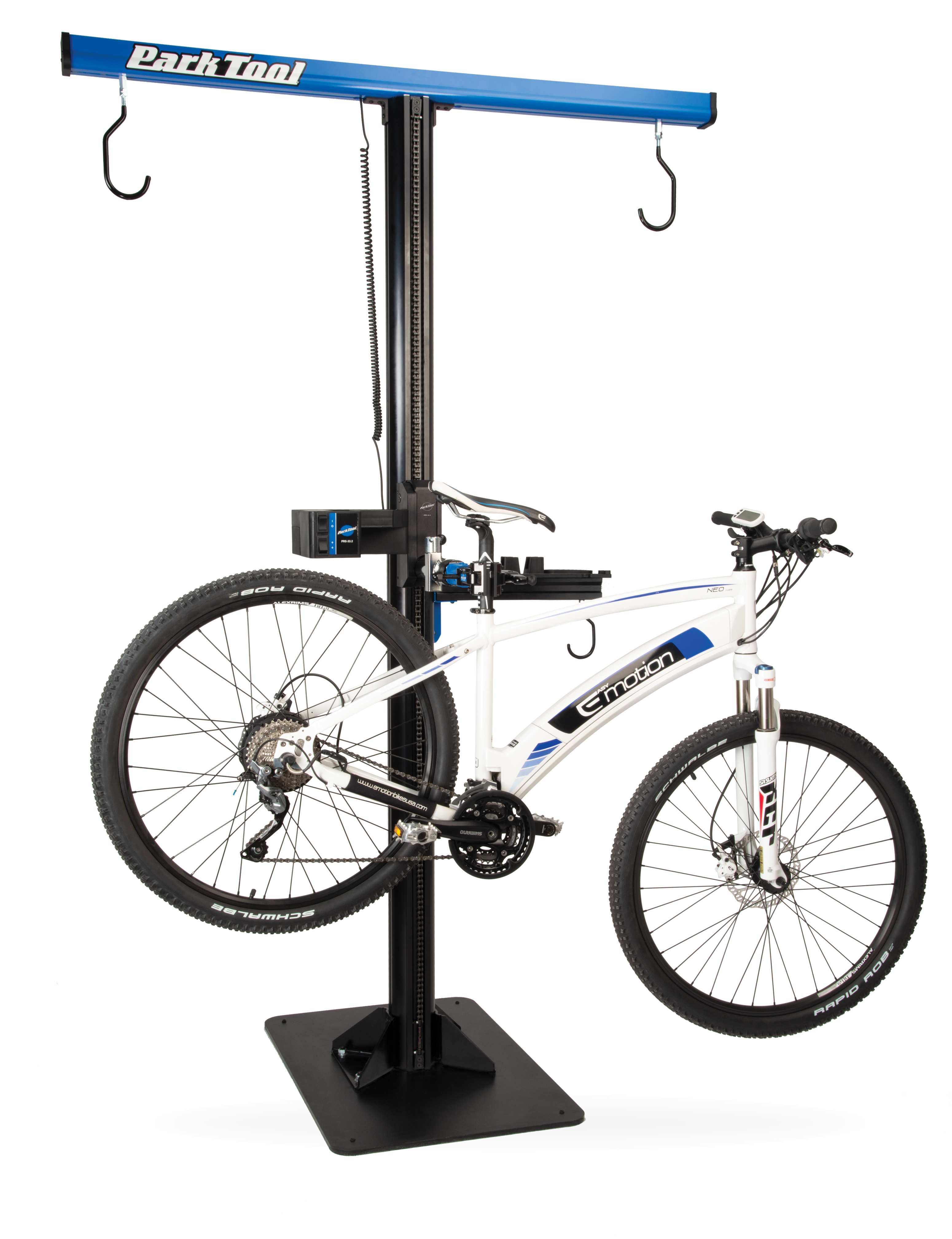 Park Tool PRS-33.2 Power Lift Shop Stand holding a bike