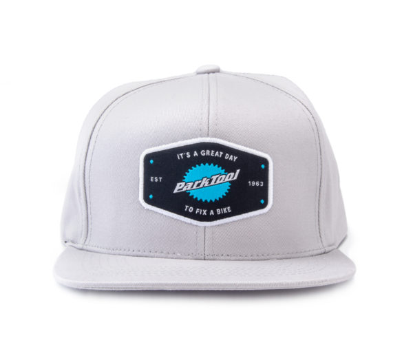 The Park Tool HAT-10 Light Gray Snapback Hat, click to enlarge