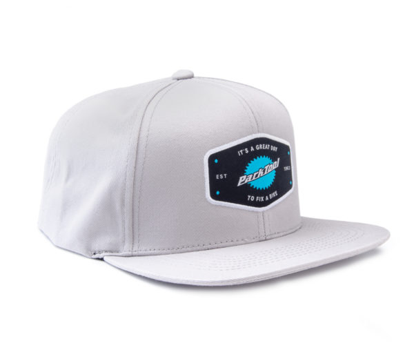 The Park Tool HAT-10 Light Gray Snapback Hat, click to enlarge