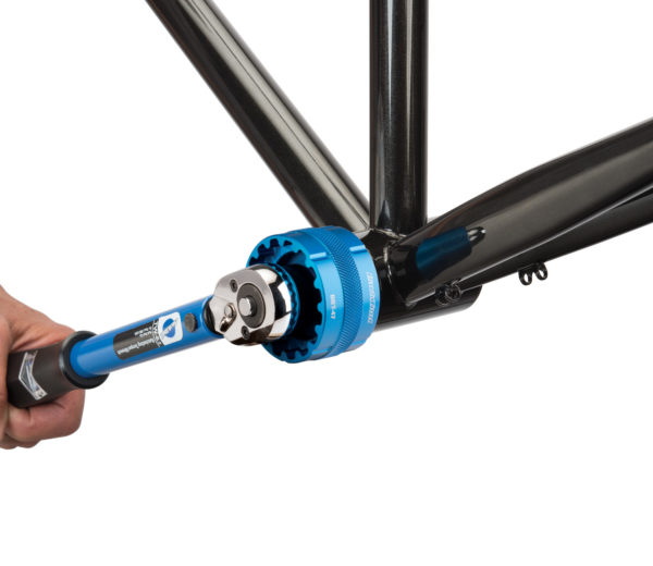 Park Tool BBT47 Bottom Bracket Tool driven by a torque wrench installing 12-notch T47 bottom bracket, click to enlarge