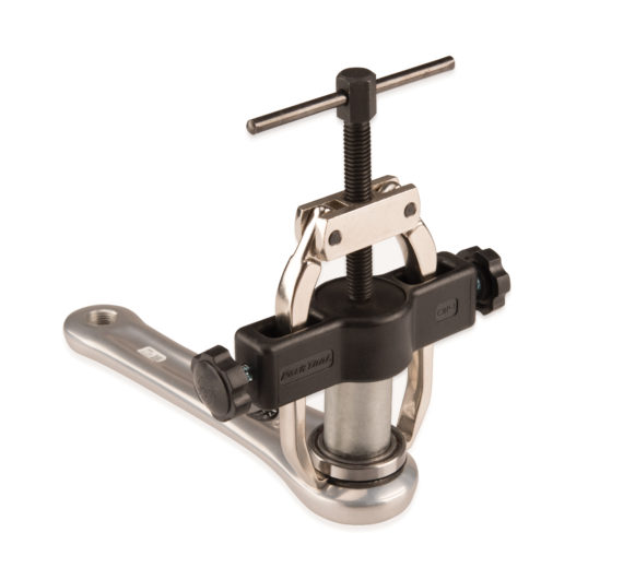 CBP-3 Campagnolo® Bearing Puller and Installer Set removing non drive side bearing from Ultra-Torque™ crank, click to enlarge