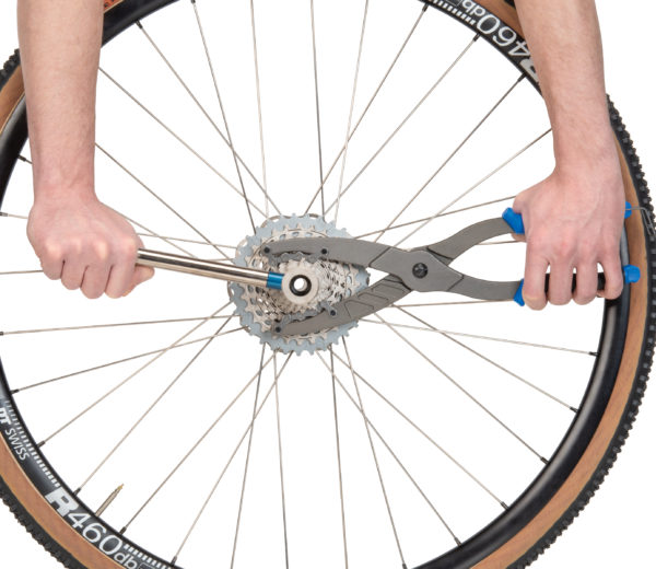 Park Tool CP-1.2 Cassette Pliers used with the FR-5.2 to remove 12-speed SRAM® cassette, click to enlarge