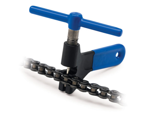 The Park Tool CT-7 Screw Type Chain Tool for 1/8" and 3/16" Chain installing chain rivet, click to enlarge