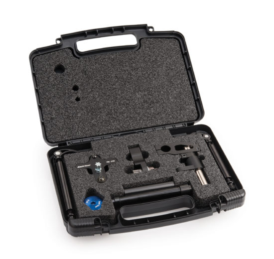 Open box displaying contents of the Park Tool DT-5 Disc Brake Mount Facing Set, click to enlarge
