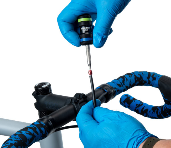 The DTD-8 T8 Precision Torx®-Compatible Driver tightening a brake hose fitting, click to enlarge