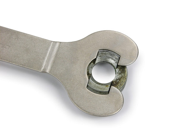 Close-up of Park Tool HCW-11 Adjustable Cup Wrench adjusting a cup, click to enlarge