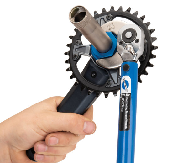 Park Tool LRT-4 Lockring Tool Shimano® Direct Mount driven by a TWB-6.2 and torque wrench, click to enlarge
