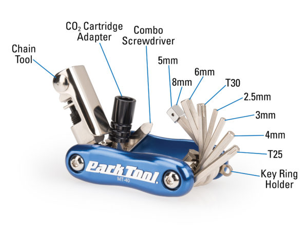 The Park Tool MT-40 Multi-Tool labels, click to enlarge