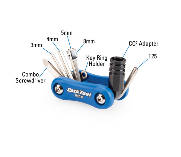 Diagram of contents in the Park Tool MTC-20 Multi-Tool, click to enlarge