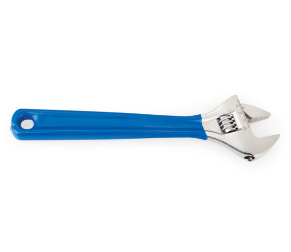 The Park Tool PAW-12 12-Inch Adjustable Wrench reverse side with laser engraved millimeter measurements, click to enlarge